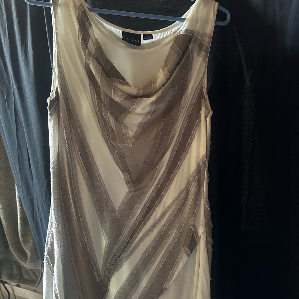 Tribal Tan and Gold Sheath Midi Dress